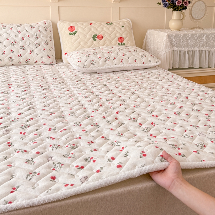 91家纺网 家纺一手货源 找家纺 小萌虎 2025秋冬新款牛奶绒夹棉床垫床褥 小确幸