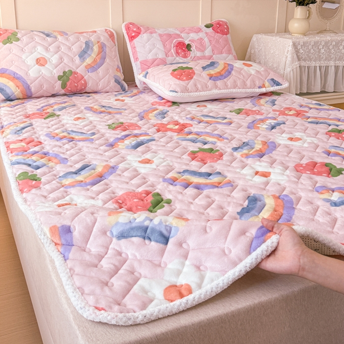 91家纺网 家纺一手货源 找家纺 （总）小萌虎 2025秋冬新款牛奶绒夹棉床垫床褥