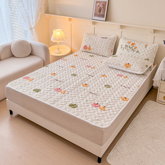 91家纺网 家纺一手货源 找家纺 小萌虎 2025秋冬新款牛奶绒夹棉床垫床褥 小南瓜