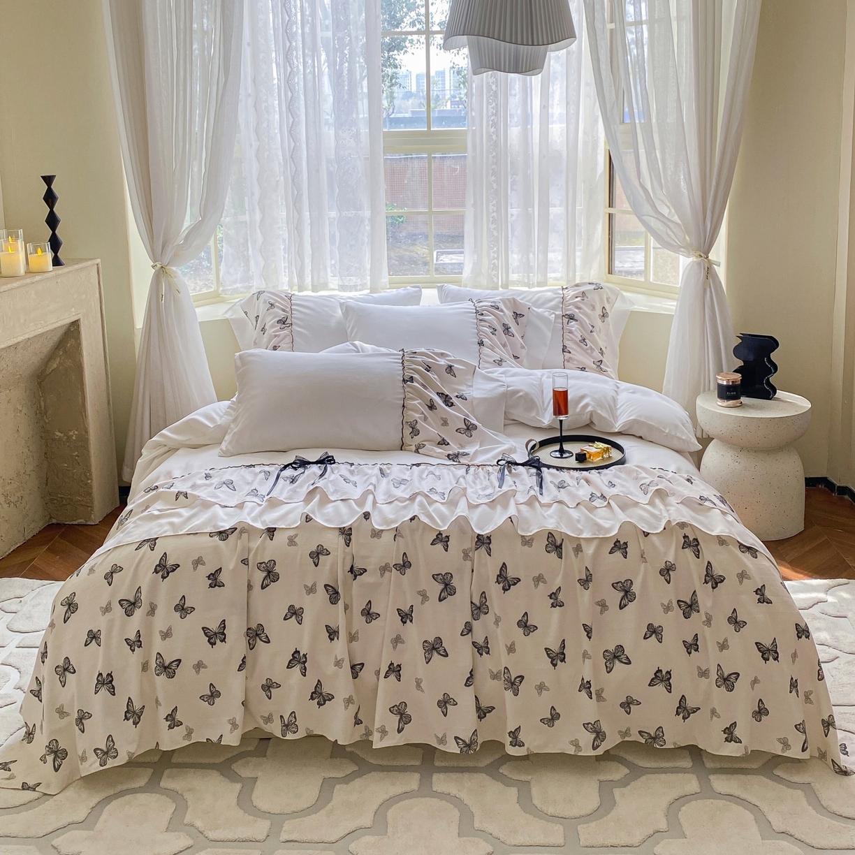 庭笙 2025新款法式复古公主风花边四件套 翩翩蝶舞