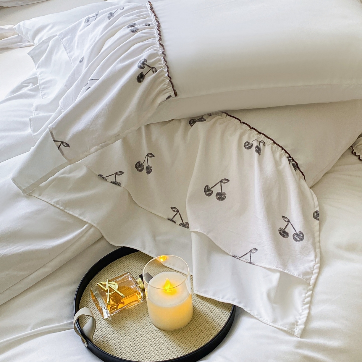 91家纺网 家纺一手货源 找家纺 庭笙 2025新款法式复古公主风花边四件套 复古樱桃