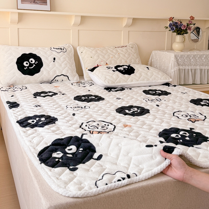 91家纺网 家纺一手货源 找家纺 （总）小萌虎 2025秋冬新款牛奶绒夹棉床垫床褥