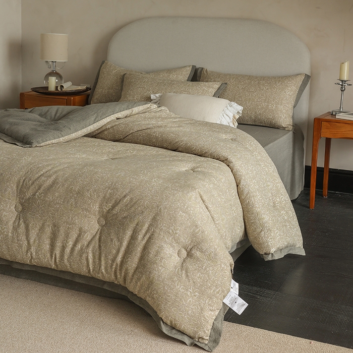 91家纺网 家纺一手货源 找家纺 玛德琳 2025新款原麻皱皱纱懒人抗菌冬被被子被芯 羽榭