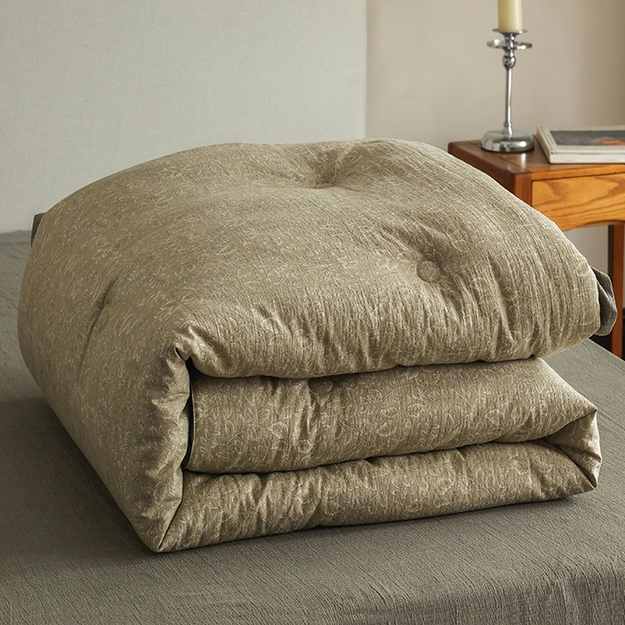 91家纺网 家纺一手货源 找家纺 玛德琳 2025新款原麻皱皱纱懒人抗菌冬被被子被芯 羽榭