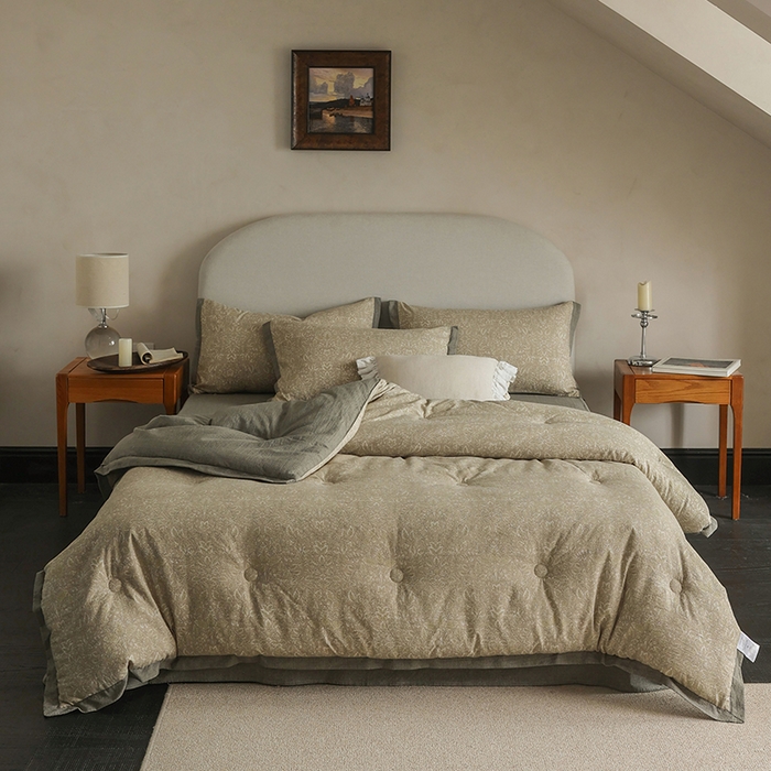 91家纺网 家纺一手货源 找家纺 玛德琳 2025新款原麻皱皱纱懒人抗菌冬被被子被芯 羽榭