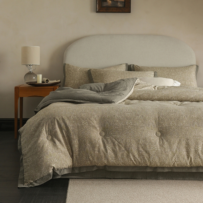 91家纺网 家纺一手货源 找家纺 玛德琳 2025新款原麻皱皱纱懒人抗菌冬被被子被芯 羽榭