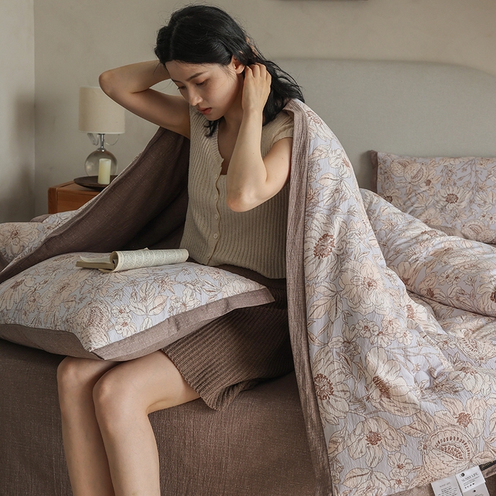 玛德琳 2025新款原麻皱皱纱懒人抗菌冬被被子被芯 米洛斯