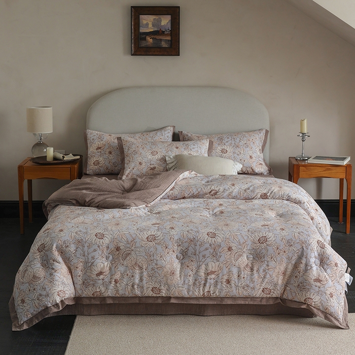 91家纺网 家纺一手货源 找家纺 玛德琳 2025新款原麻皱皱纱懒人抗菌冬被被子被芯 米洛斯