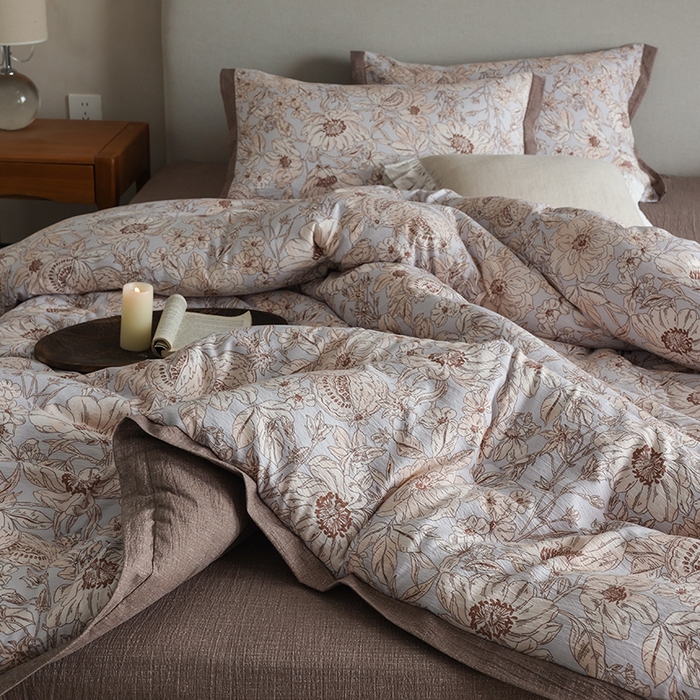 91家纺网 家纺一手货源 找家纺 玛德琳 2025新款原麻皱皱纱懒人抗菌冬被被子被芯 米洛斯