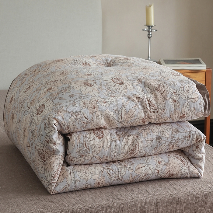 91家纺网 家纺一手货源 找家纺 玛德琳 2025新款原麻皱皱纱懒人抗菌冬被被子被芯 米洛斯