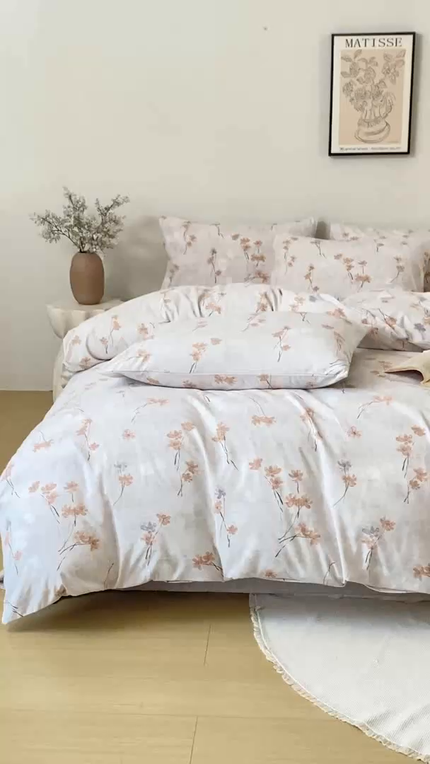 91家纺网 家纺一手货源 找家纺 漫仙阁家纺 2025新款加厚高克重原麻复古风印花四件套 金枝玉叶