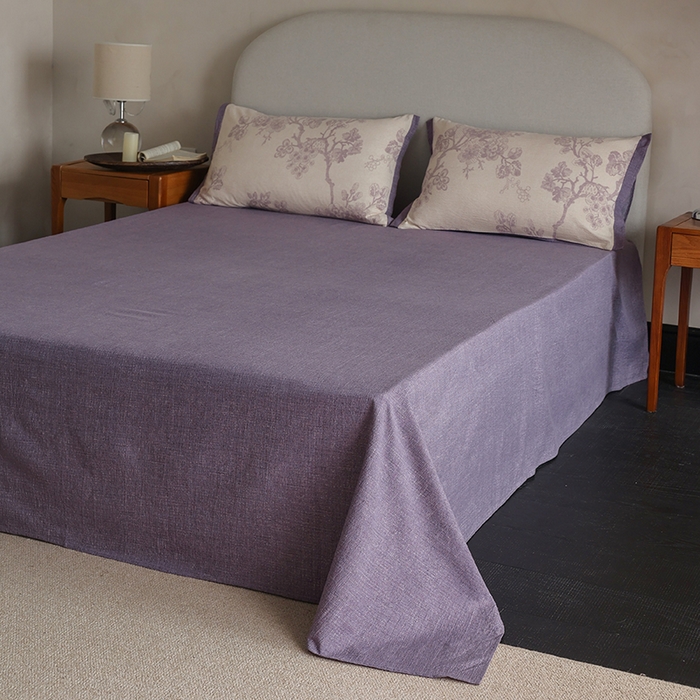 91家纺网 家纺一手货源 找家纺 玛德琳 2025新款原麻皱皱纱懒人抗菌冬被被子被芯 露西-紫