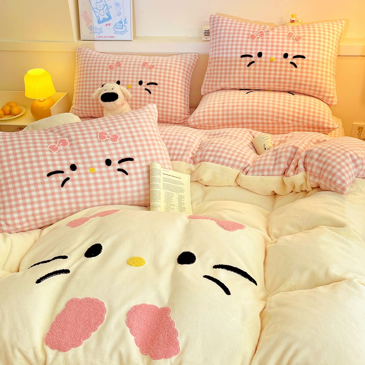 91家纺网 家纺一手货源 找家纺 （总）富米莱（原臻工厂） 2025新款爆款拼角毛巾绣牛奶绒四件套