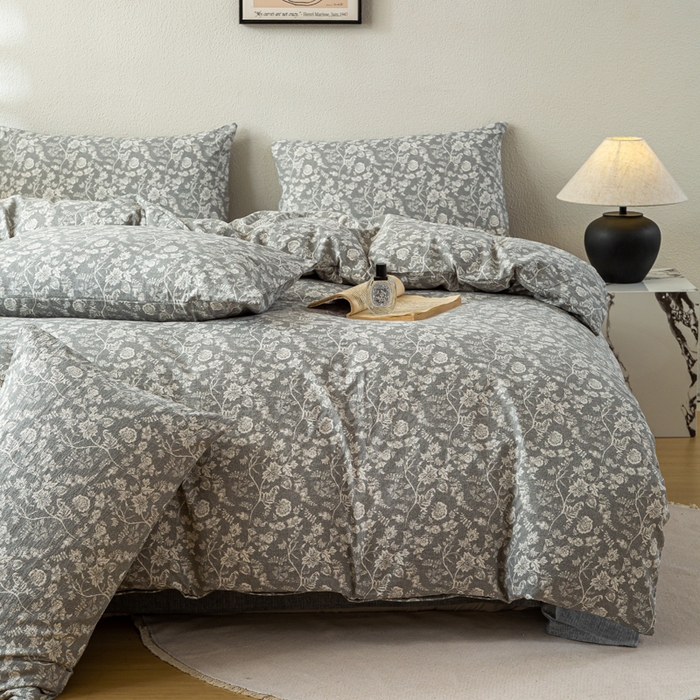 91家纺网 家纺一手货源 找家纺 （总）漫仙阁家纺 2025新款加厚高克重原麻复古风印花四件套