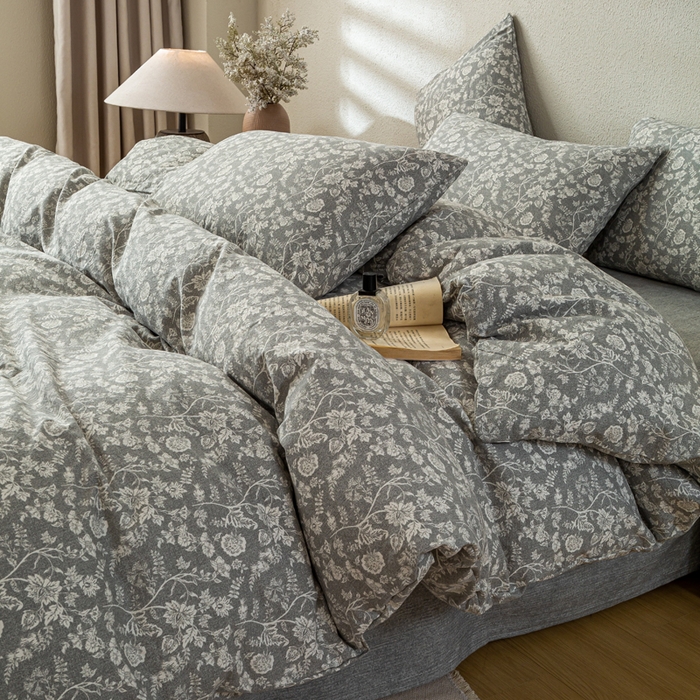 91家纺网 家纺一手货源 找家纺 （总）漫仙阁家纺 2025新款加厚高克重原麻复古风印花四件套