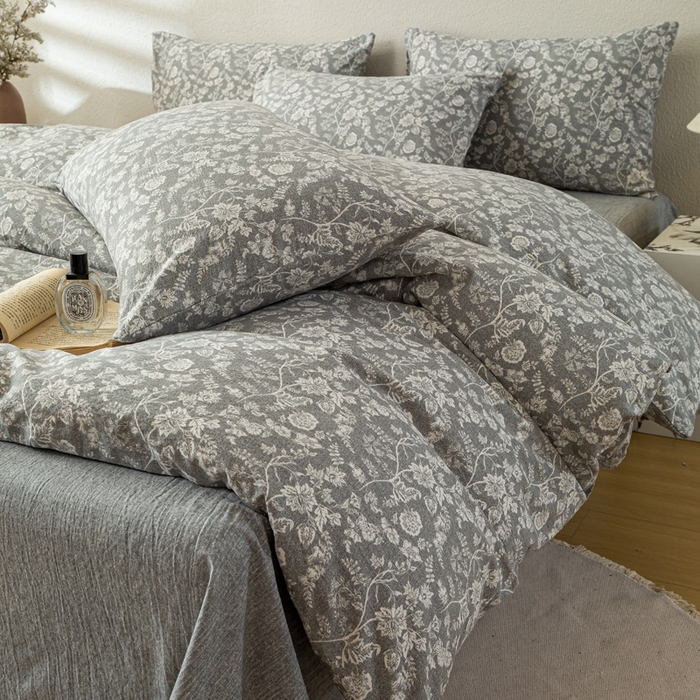 91家纺网 家纺一手货源 找家纺 （总）漫仙阁家纺 2025新款加厚高克重原麻复古风印花四件套