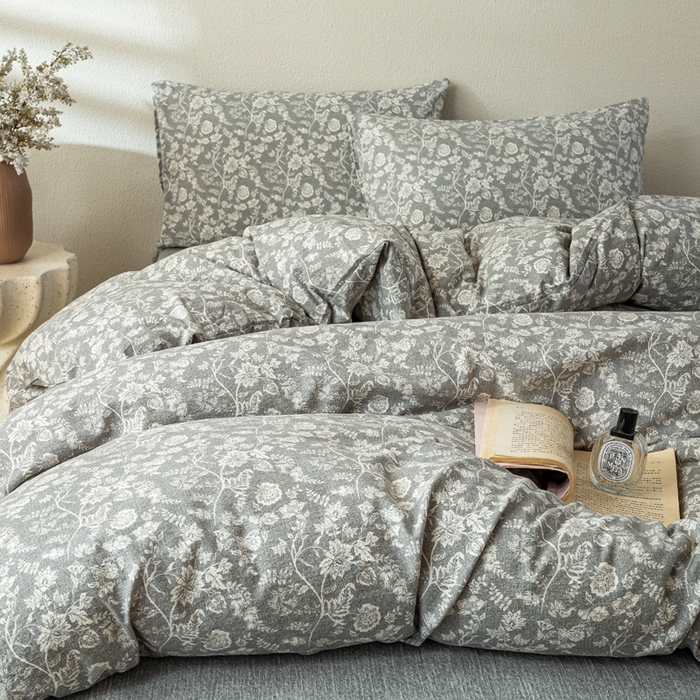 91家纺网 家纺一手货源 找家纺 （总）漫仙阁家纺 2025新款加厚高克重原麻复古风印花四件套