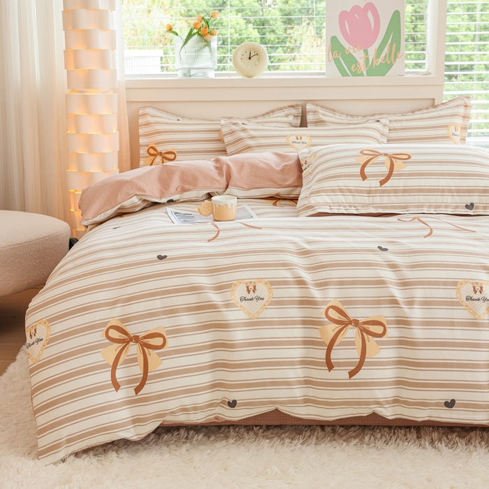 91家纺网 家纺一手货源 找家纺 优纤家纺 2025新款120克磨毛斜纹卡通花卉印花植物羊绒四件套 淑女屋-咖