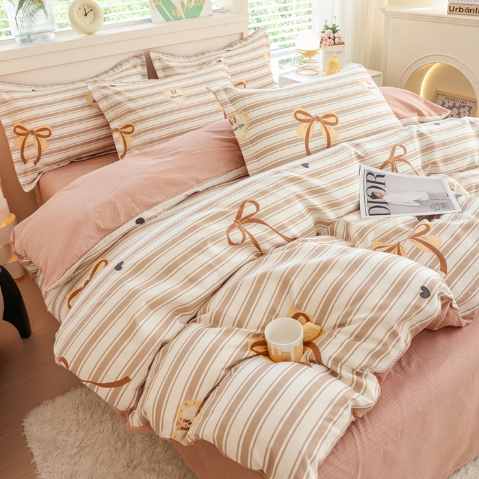 91家纺网 家纺一手货源 找家纺 优纤家纺 2025新款120克磨毛斜纹卡通花卉印花植物羊绒四件套 淑女屋-咖