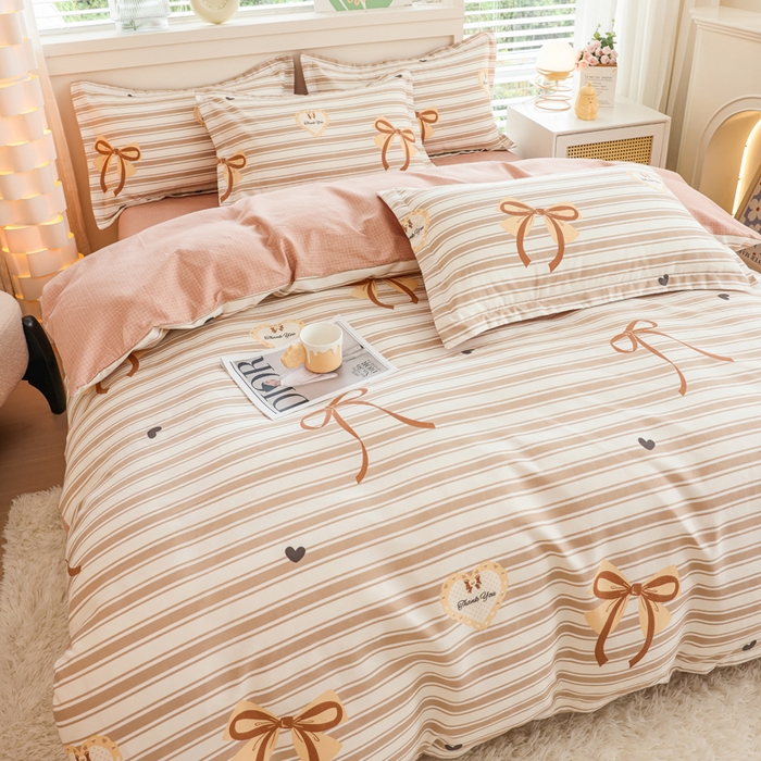 91家纺网 家纺一手货源 找家纺 优纤家纺 2025新款120克磨毛斜纹卡通花卉印花植物羊绒四件套 淑女屋-咖