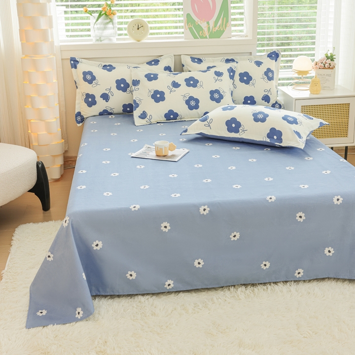 91家纺网 家纺一手货源 找家纺 优纤家纺 2025新款120克磨毛斜纹卡通花卉印花植物羊绒四件套 春风恋情