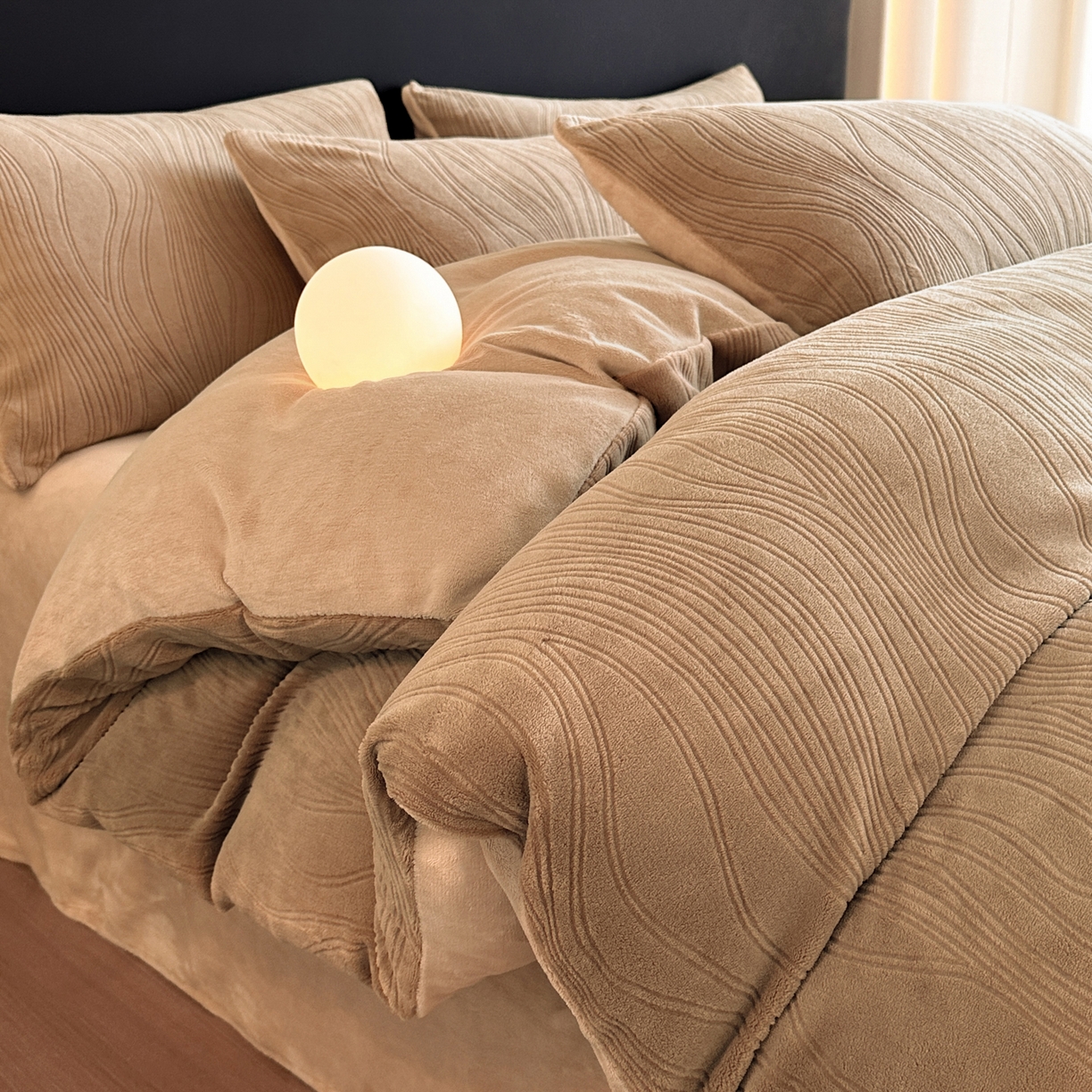 酱子 2025新款AB版烂花牛奶绒四件套 烂花-米咖