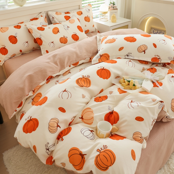 91家纺网 家纺一手货源 找家纺 优纤家纺 2025新款120克磨毛斜纹卡通花卉印花植物羊绒四件套 唐顿庄园