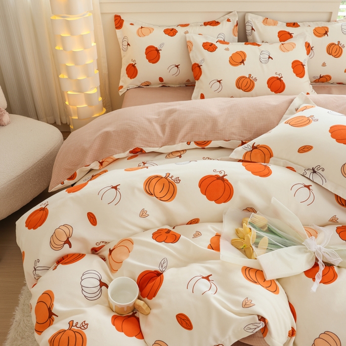 91家纺网 家纺一手货源 找家纺 优纤家纺 2025新款120克磨毛斜纹卡通花卉印花植物羊绒四件套 唐顿庄园