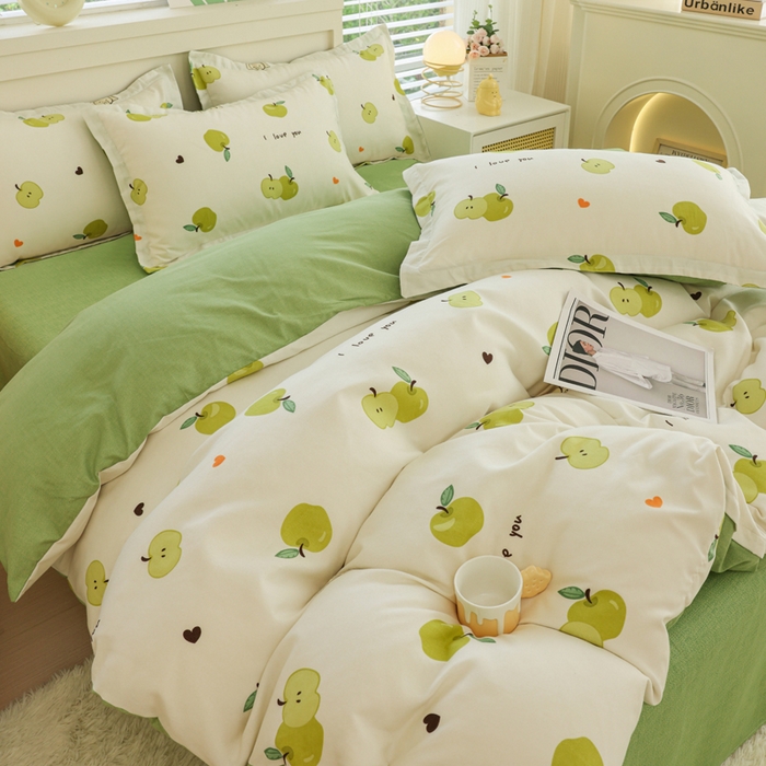 91家纺网 家纺一手货源 找家纺 优纤家纺 2025新款120克磨毛斜纹卡通花卉印花植物羊绒四件套 小艾