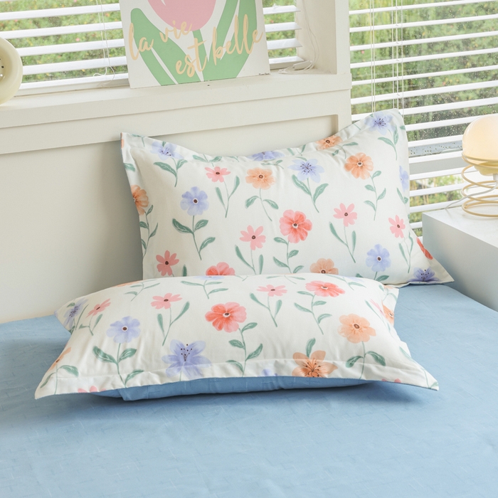 91家纺网 家纺一手货源 找家纺 优纤家纺 2025新款120克磨毛斜纹卡通花卉印花植物羊绒四件套 科莫花园