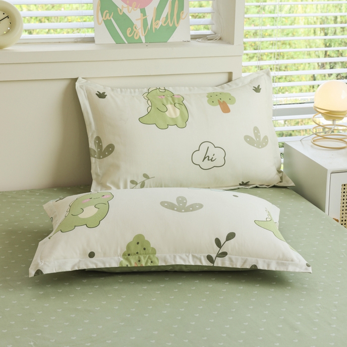 91家纺网 家纺一手货源 找家纺 优纤家纺 2025新款120克磨毛斜纹卡通花卉印花植物羊绒四件套 恐龙告白