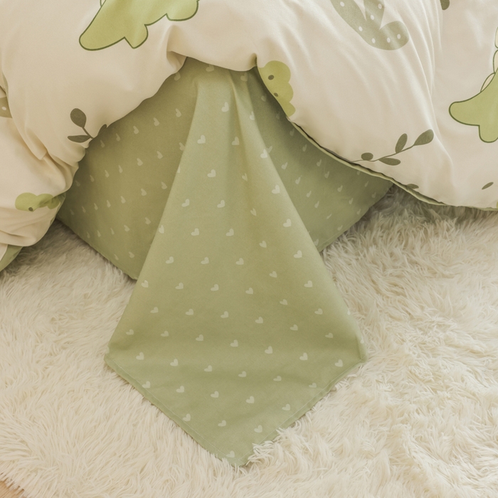 91家纺网 家纺一手货源 找家纺 优纤家纺 2025新款120克磨毛斜纹卡通花卉印花植物羊绒四件套 恐龙告白