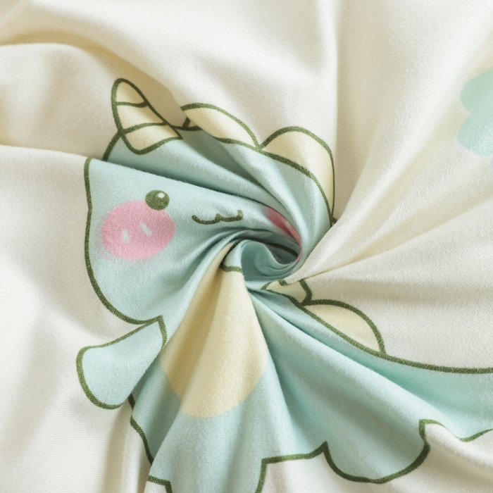 91家纺网 家纺一手货源 找家纺 优纤家纺 2025新款120克磨毛斜纹卡通花卉印花植物羊绒四件套 恐龙告白