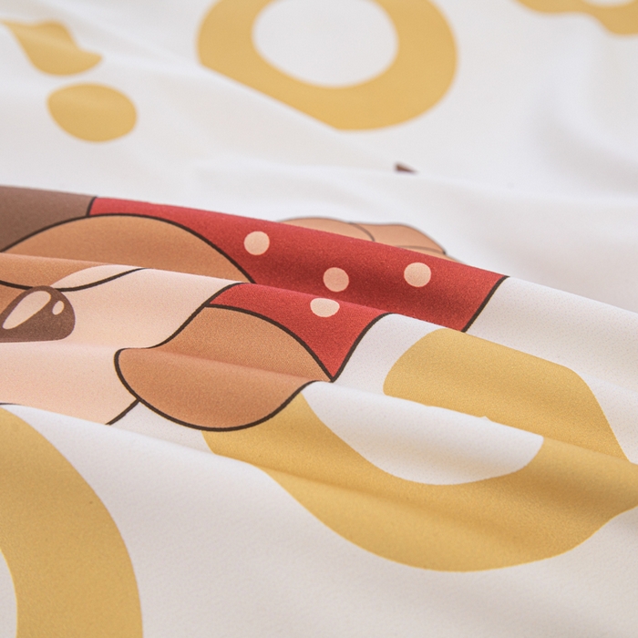 91家纺网 家纺一手货源 找家纺 优纤家纺 2025新款120克磨毛斜纹卡通花卉印花植物羊绒四件套 字母小狗