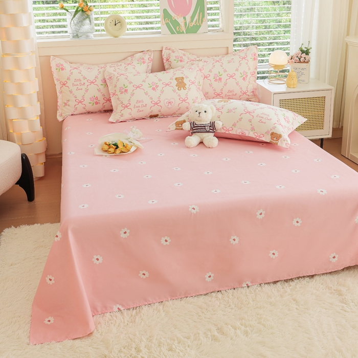 91家纺网 家纺一手货源 找家纺 优纤家纺 2025新款120克磨毛斜纹卡通花卉印花植物羊绒四件套 蝴蝶熊