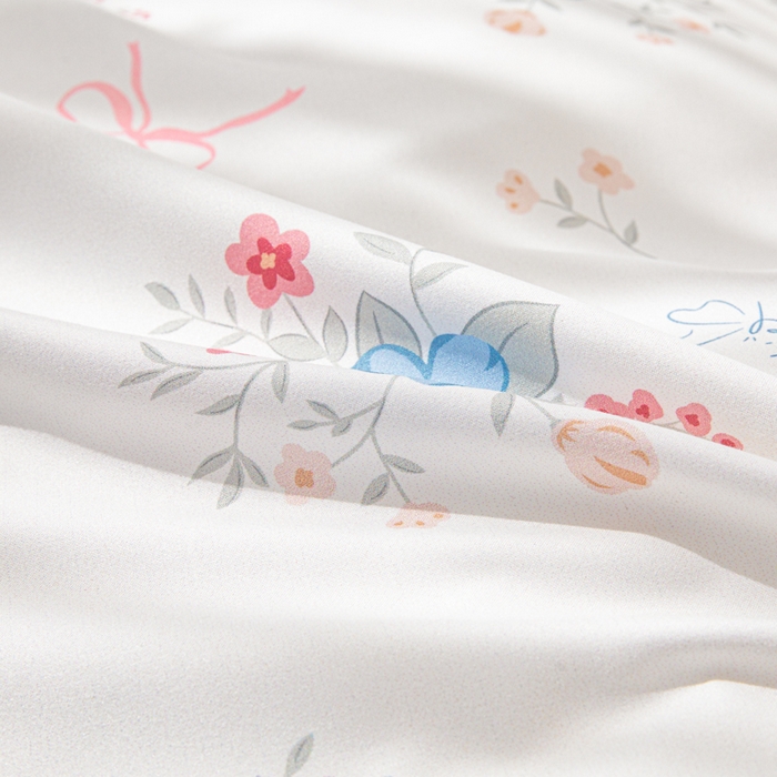 91家纺网 家纺一手货源 找家纺 优纤家纺 2025新款120克磨毛斜纹卡通花卉印花植物羊绒四件套 小清新