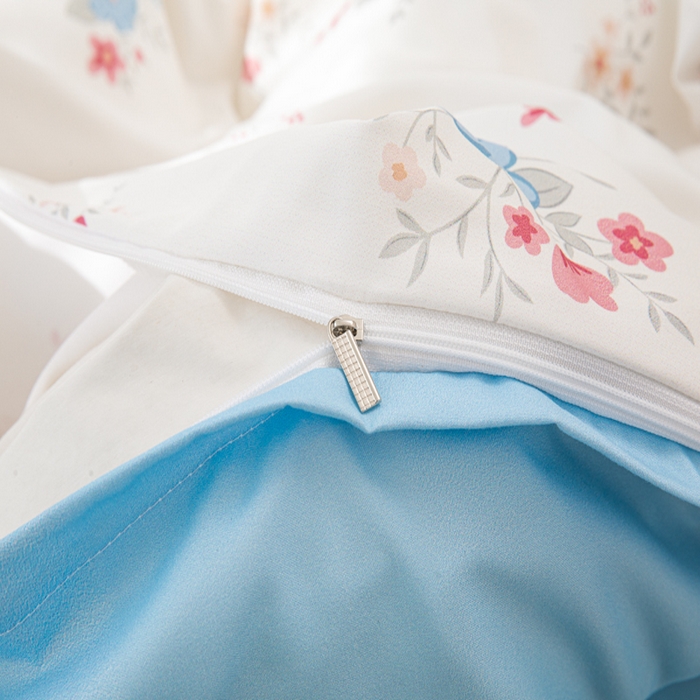 91家纺网 家纺一手货源 找家纺 优纤家纺 2025新款120克磨毛斜纹卡通花卉印花植物羊绒四件套 小清新