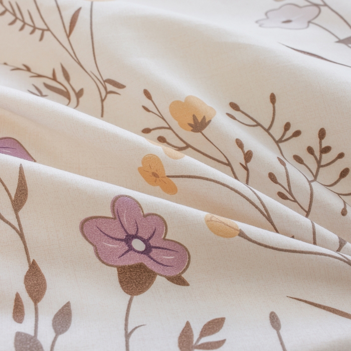 91家纺网 家纺一手货源 找家纺 优纤家纺 2025新款120克磨毛斜纹卡通花卉印花植物羊绒四件套 千寻花语