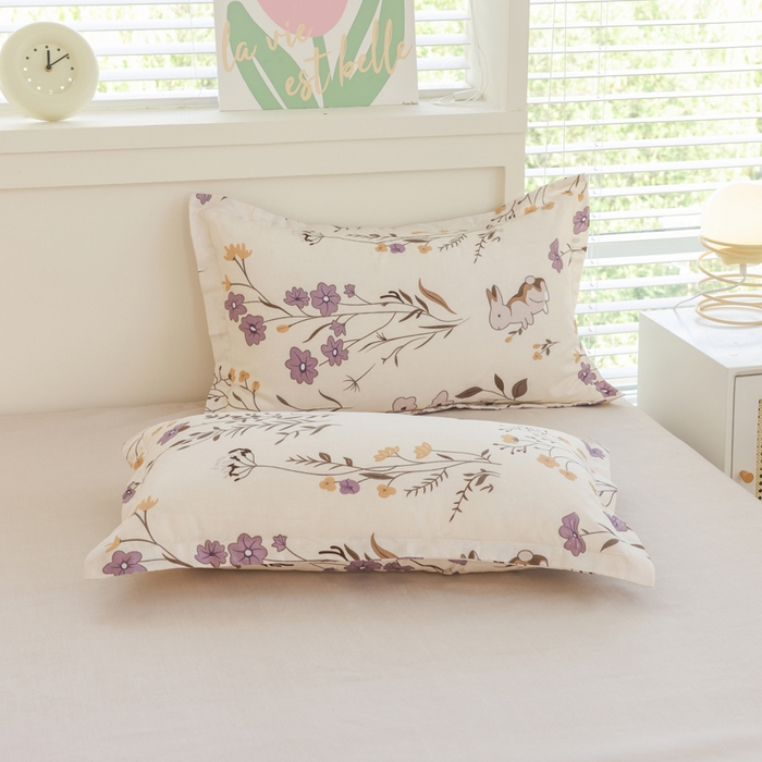 91家纺网 家纺一手货源 找家纺 优纤家纺 2025新款120克磨毛斜纹卡通花卉印花植物羊绒四件套 千寻花语