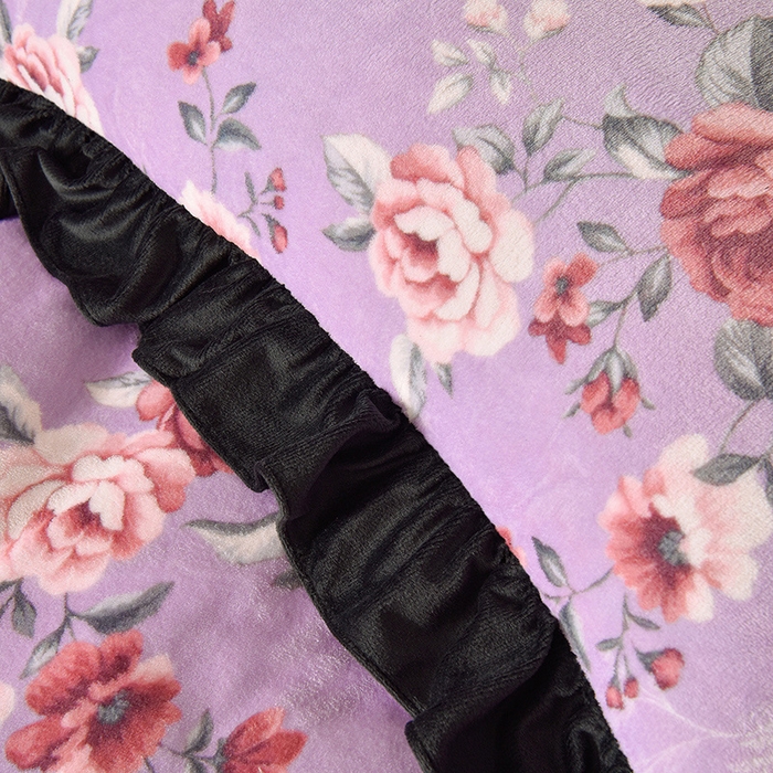 91家纺网 家纺一手货源 找家纺 牵依 2025新款赫本风水花边牛奶绒四件套 法式-轻梦花海