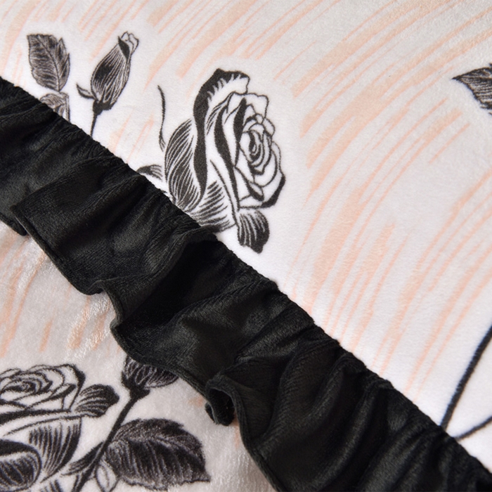 91家纺网 家纺一手货源 找家纺 牵依 2025新款赫本风水花边牛奶绒四件套 法式-优雅玫瑰