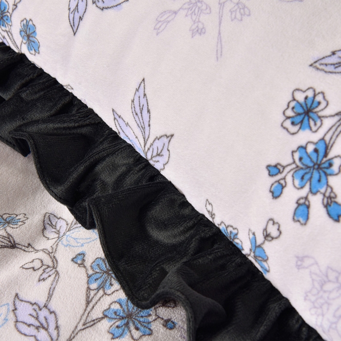 91家纺网 家纺一手货源 找家纺 牵依 2025新款赫本风水花边牛奶绒四件套 法式-兰亭花序