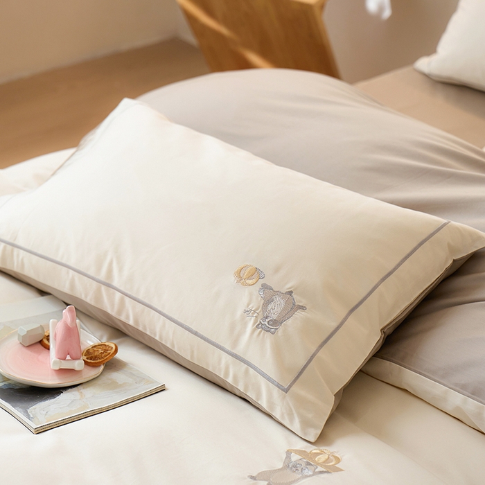 91家纺网 家纺一手货源 找家纺 （总）简纯主义 2025新款100s贡缎长绒棉纯棉刺绣四件套-趣味