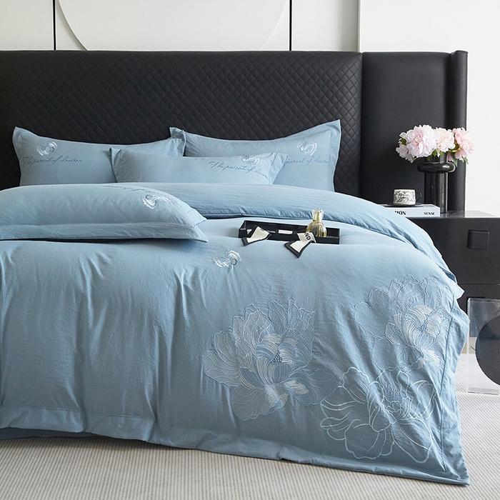 91家纺网 家纺一手货源 找家纺 （总）金纱玉纺家纺 2025新款水洗棉工艺刺绣四件套