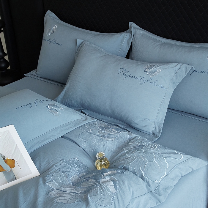 91家纺网 家纺一手货源 找家纺 （总）金纱玉纺家纺 2025新款水洗棉工艺刺绣四件套