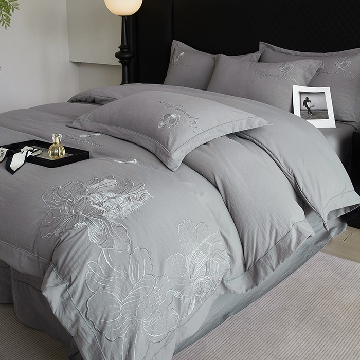 91家纺网 家纺一手货源 找家纺 （总）金纱玉纺家纺 2025新款水洗棉工艺刺绣四件套