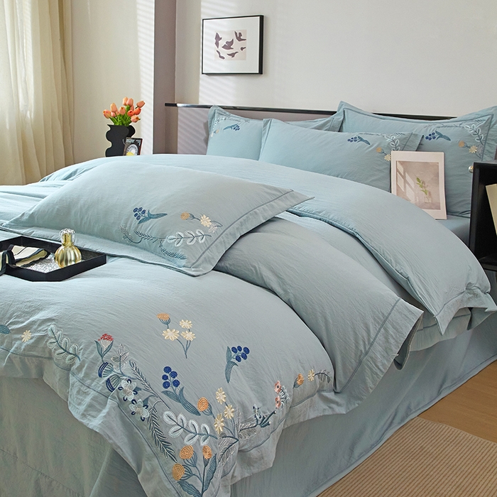 91家纺网 家纺一手货源 找家纺 （总）金纱玉纺家纺 2025新款水洗棉工艺刺绣四件套