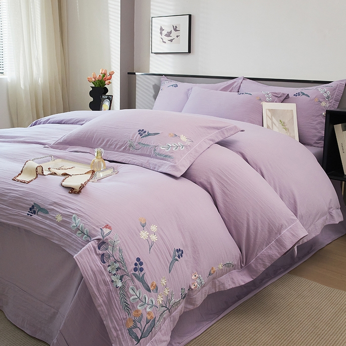 91家纺网 家纺一手货源 找家纺 （总）金纱玉纺家纺 2025新款水洗棉工艺刺绣四件套