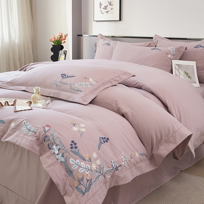 91家纺网 家纺一手货源 找家纺 （总）金纱玉纺家纺 2025新款水洗棉工艺刺绣四件套