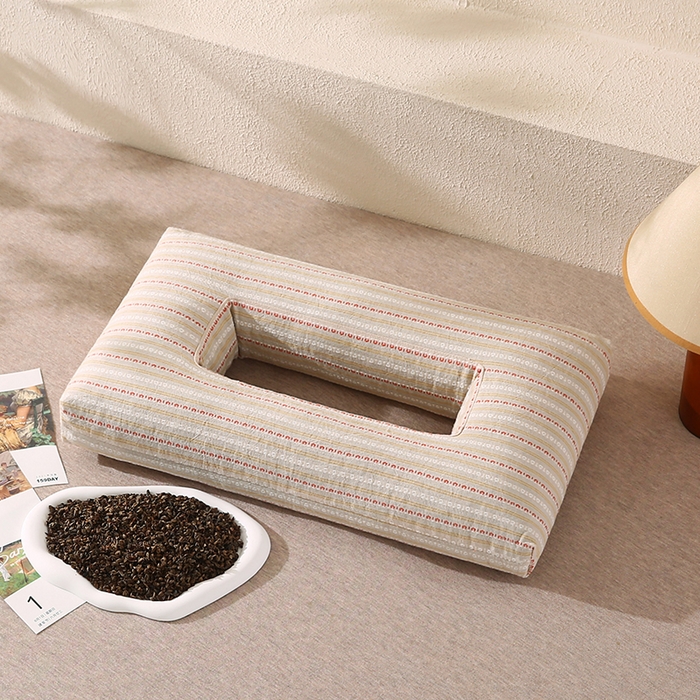 金牛枕芯 2025年新款荞麦枕3D护耳枕条纹多色枕头枕芯 浅咖